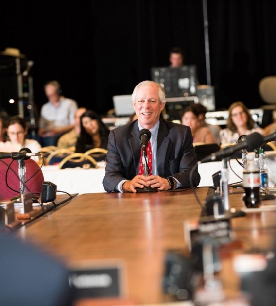 Dr. Robert C. Robbins addresses the Arizona Board of Regents, which approved a three-year contract for him as the next UA president.(Photo: Jacob Chinn)